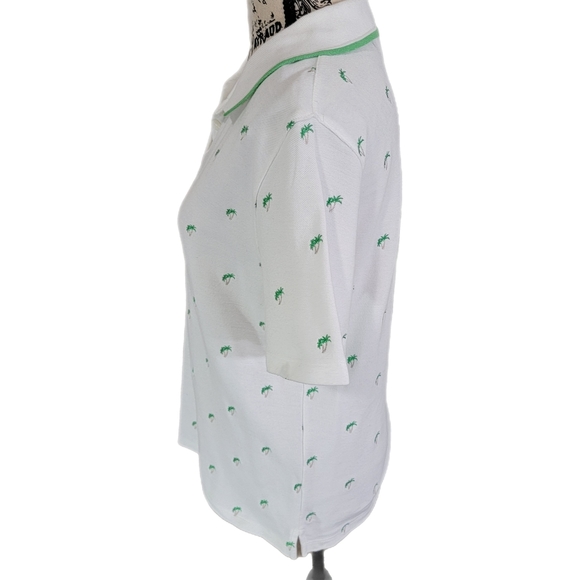 Women's size Medium Pendleton Golf Polo Palm Tree Design White Shirt - Picture 3 of 6